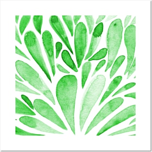 Watercolor artistic drops - green Posters and Art